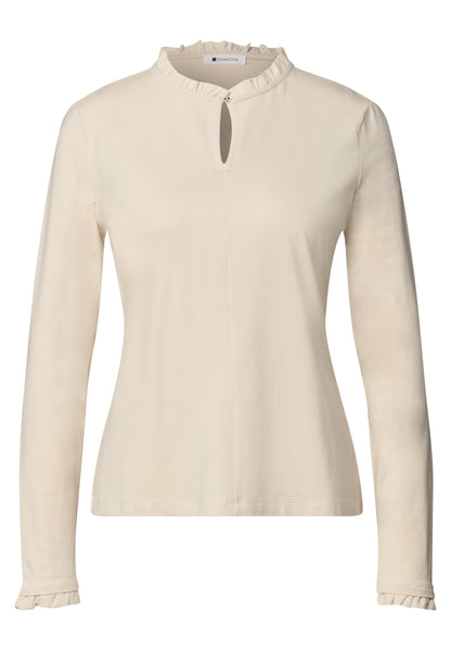 Basic Shirt mit Rüschen und Cut-Out-Detail