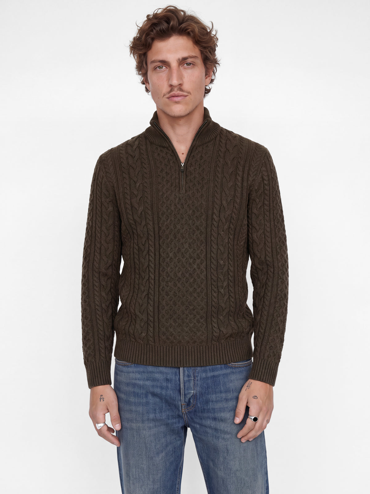 JPRBLUCALLUM CABLE KNIT HALF ZIP
