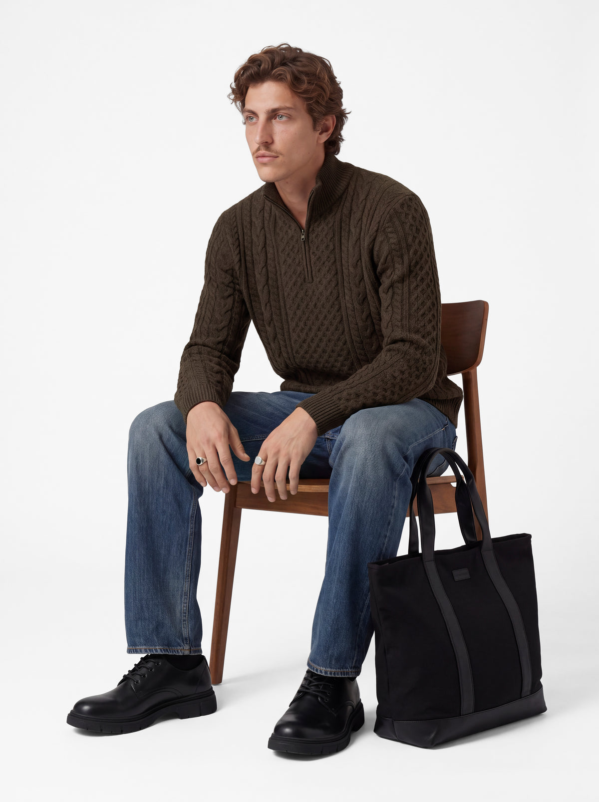 JPRBLUCALLUM CABLE KNIT HALF ZIP