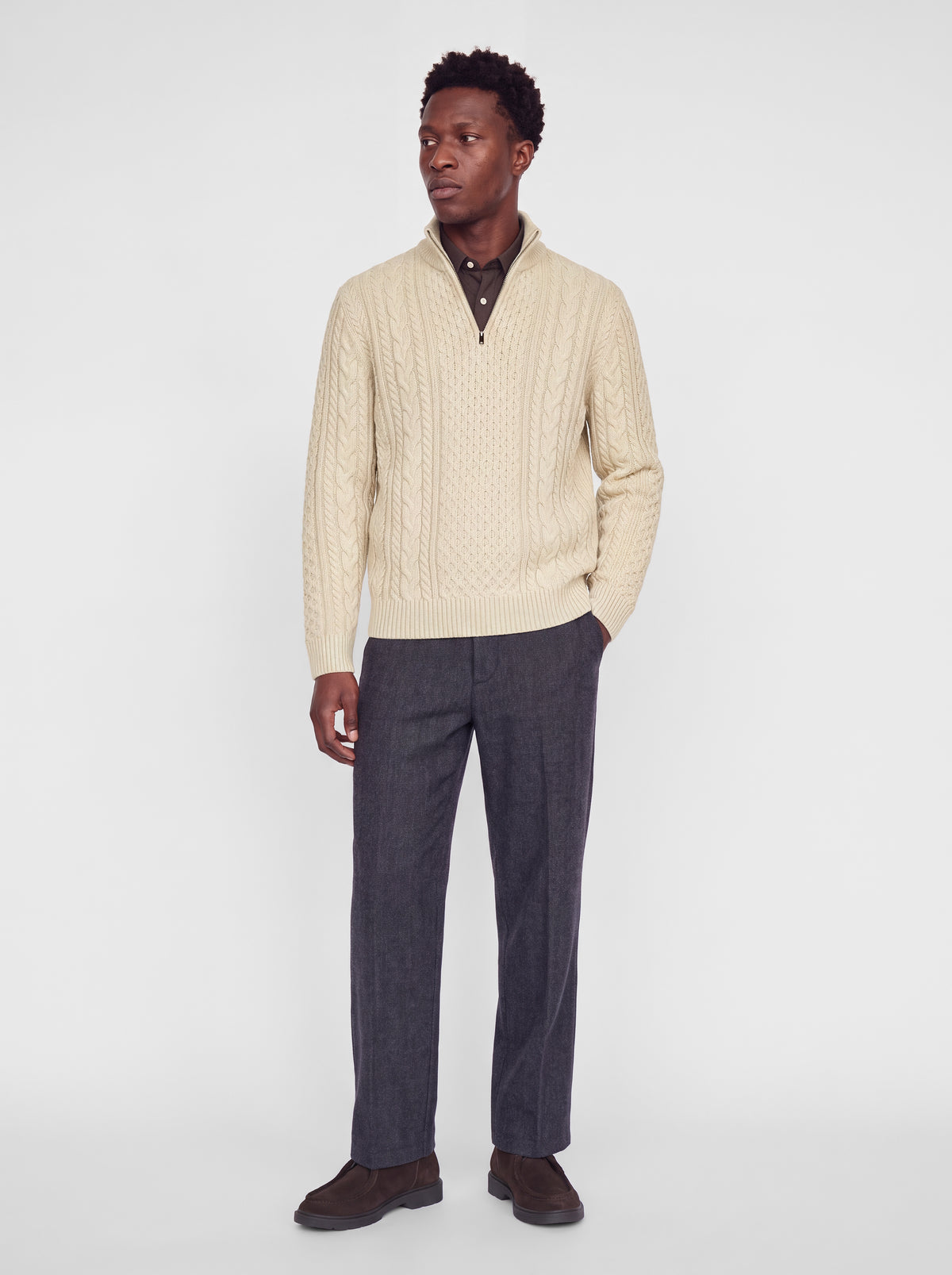 JPRBLUCALLUM CABLE KNIT HALF ZIP