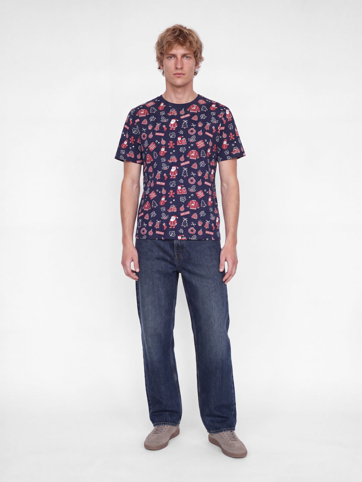 JJBELL XMAS AOP TEE SS CREW NECK