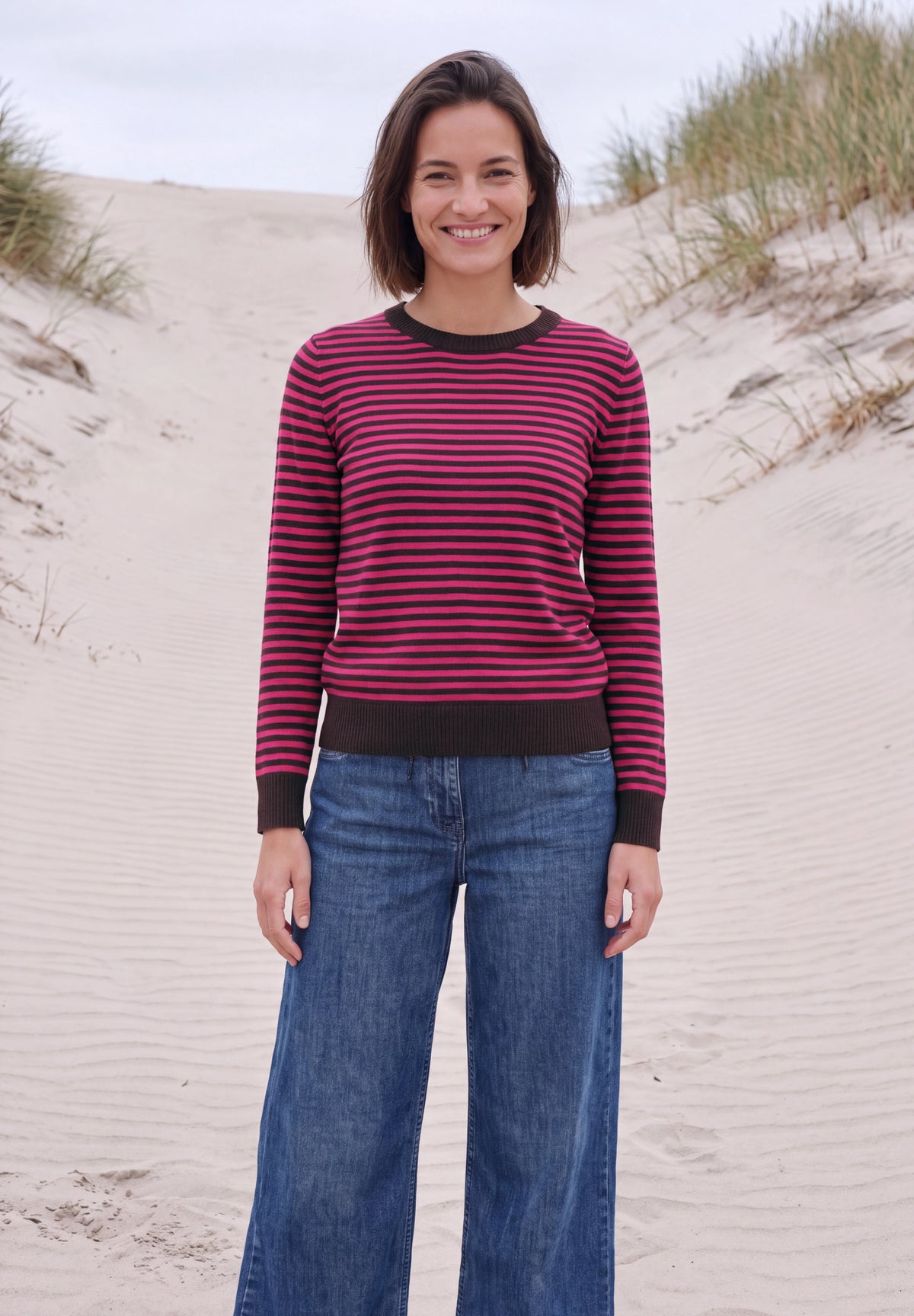 Pullover mit Rundhals und Streifen
