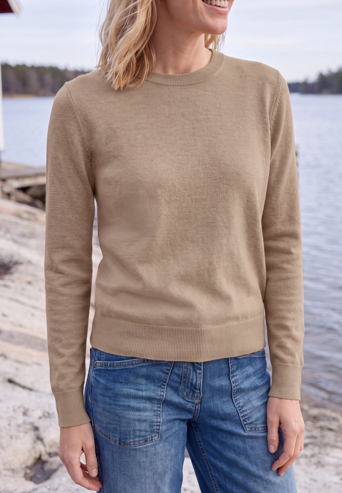 Pullover in Unifarbe mit Rundhals