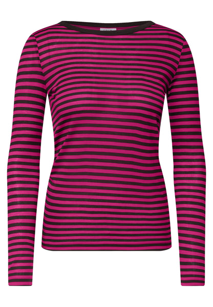 Langarm Shirt mit Boat Neck und Streifen