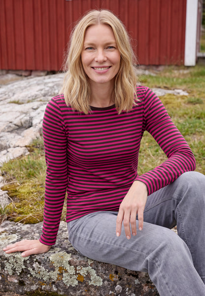 Langarm Shirt mit Boat Neck und Streifen