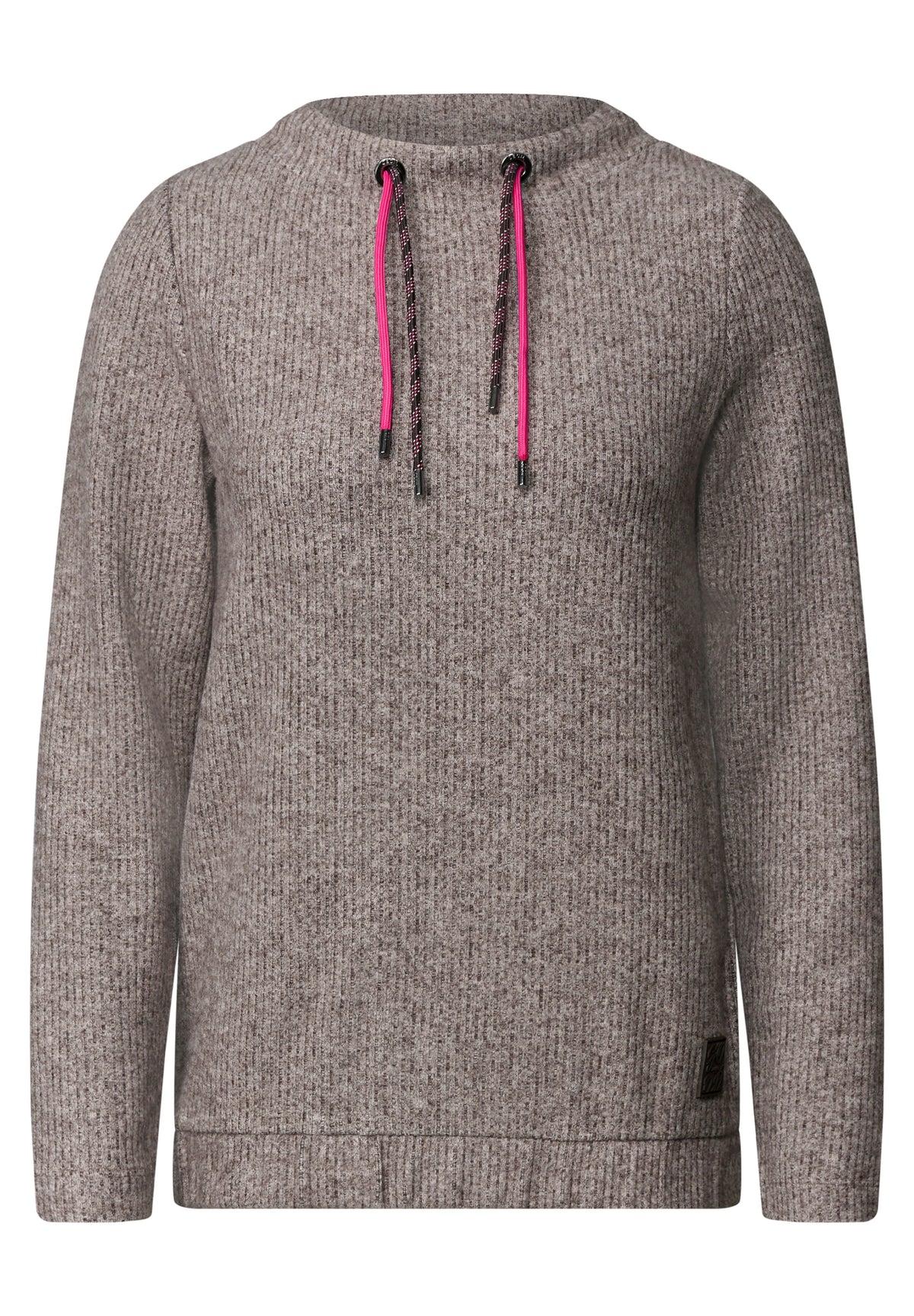 Shirt in Rippstruktur mit Funnel Neck