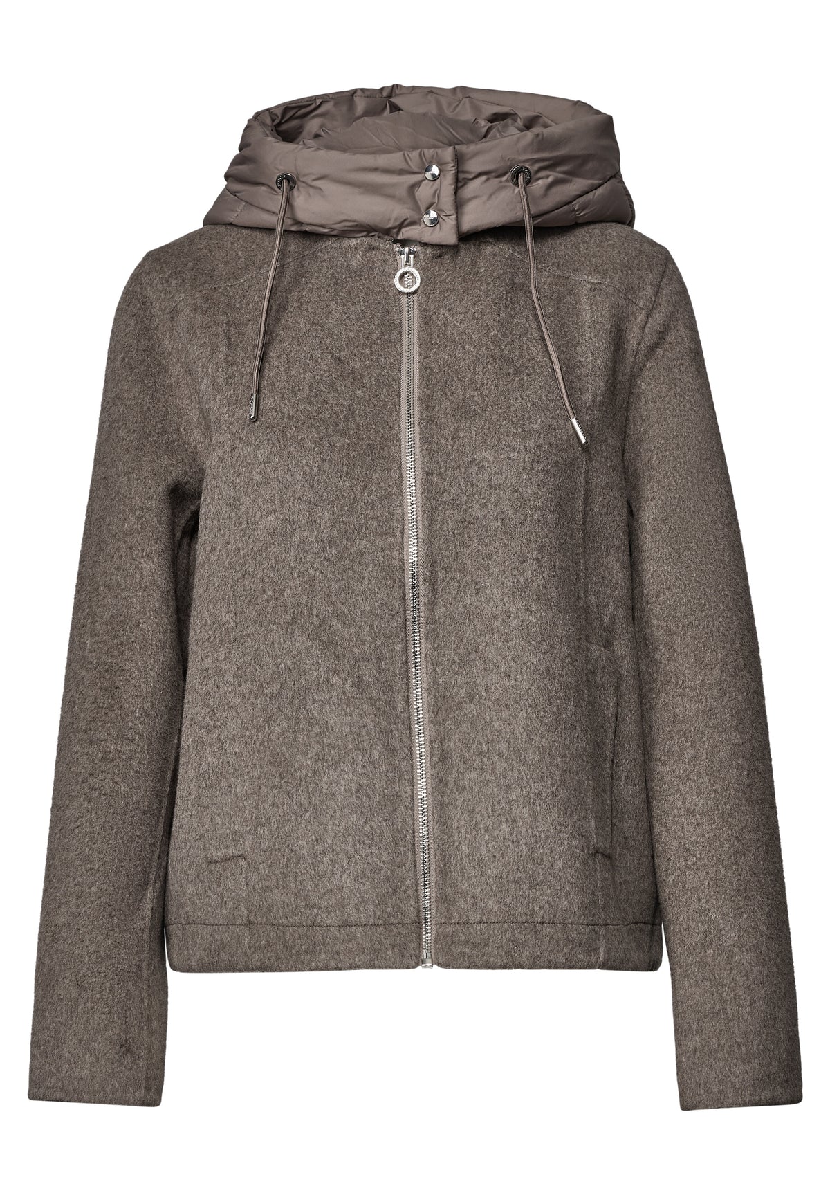 Jacke mit Wollanteil und abnehmbarer Kapuze