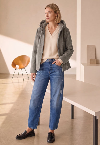 Jacke mit Wollanteil und abnehmbarer Kapuze