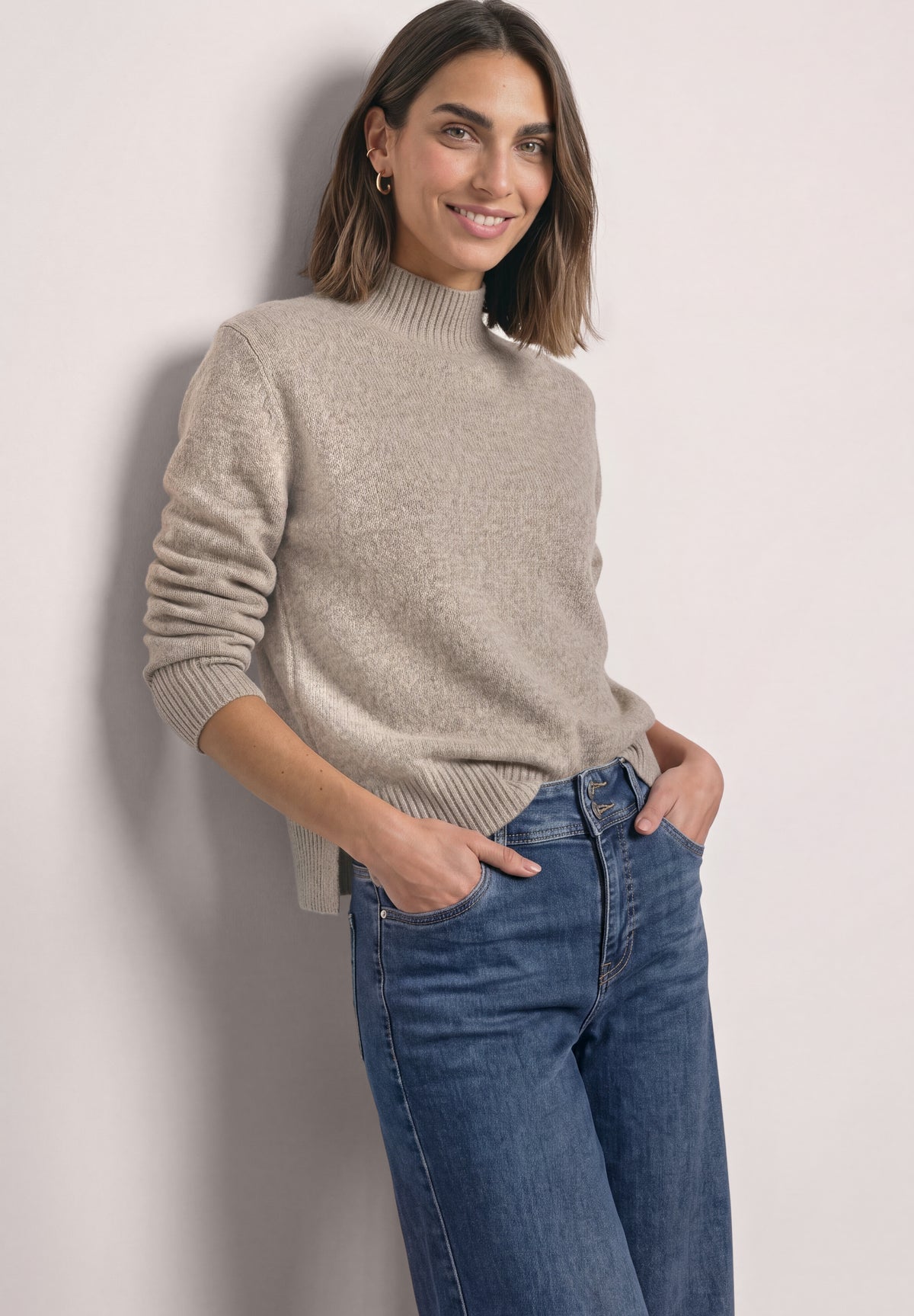 Mouliné Pullover mit Turtle Neck
