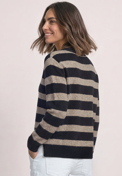 Pullover mit Boat Neck und Streifen