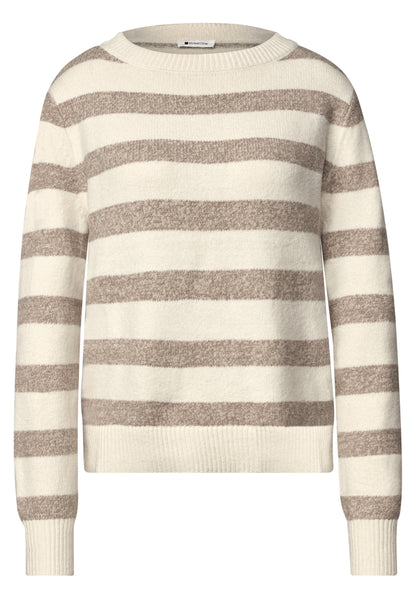 Pullover mit Boat Neck und Streifen