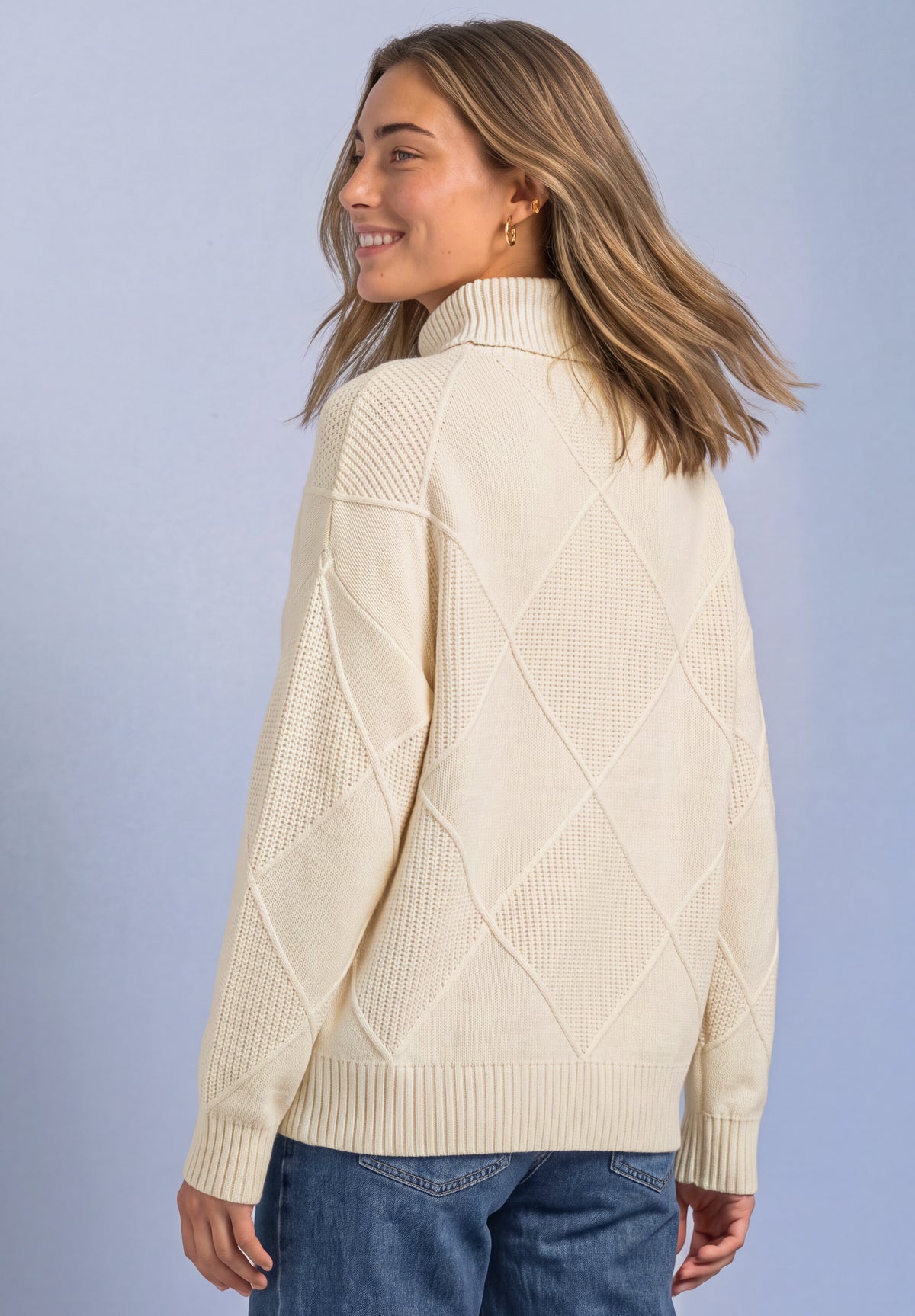 Pullover mit Rollkragen und Strukturmix