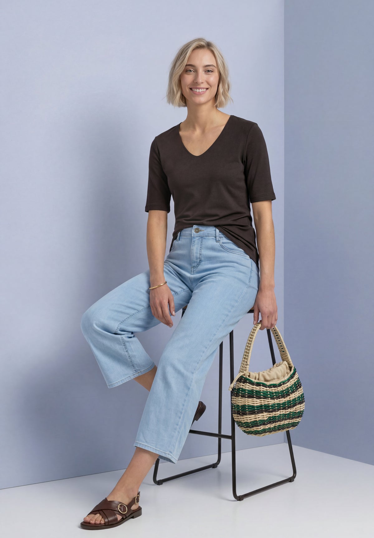 Basic T-Shirt mit blickdichter Front