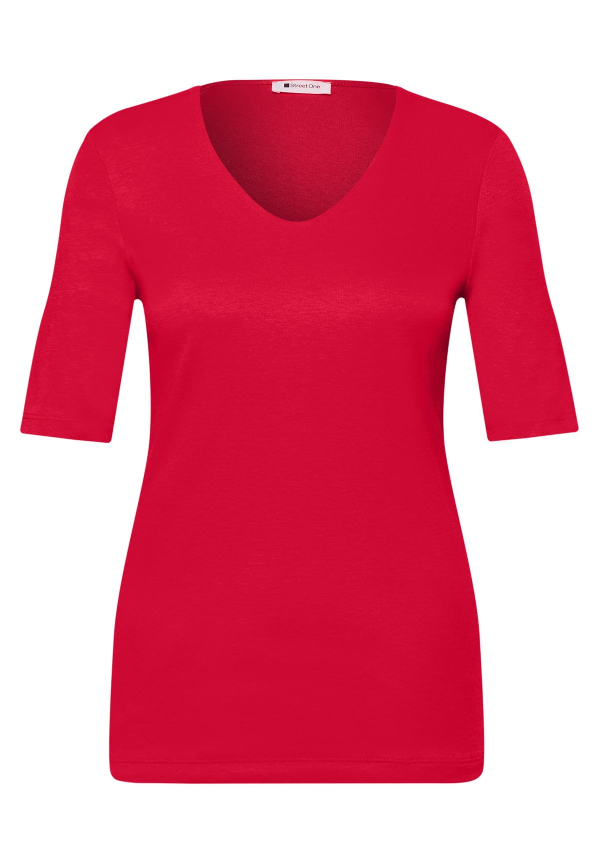 Basic T-Shirt mit V-Neck in Unifarbe