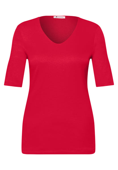 Basic T-Shirt mit V-Neck in Unifarbe