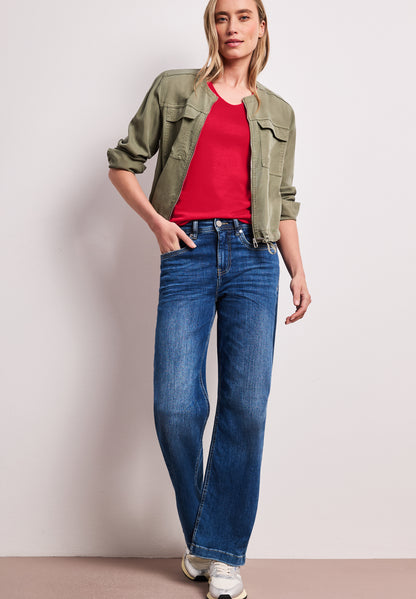 Basic T-Shirt mit V-Neck in Unifarbe
