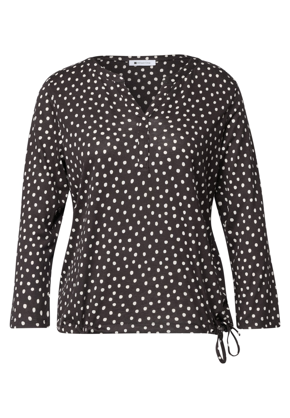 3/4-Arm Shirt mit Split Neck und Print