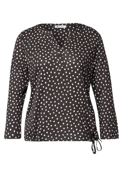 3/4-Arm Shirt mit Split Neck und Print