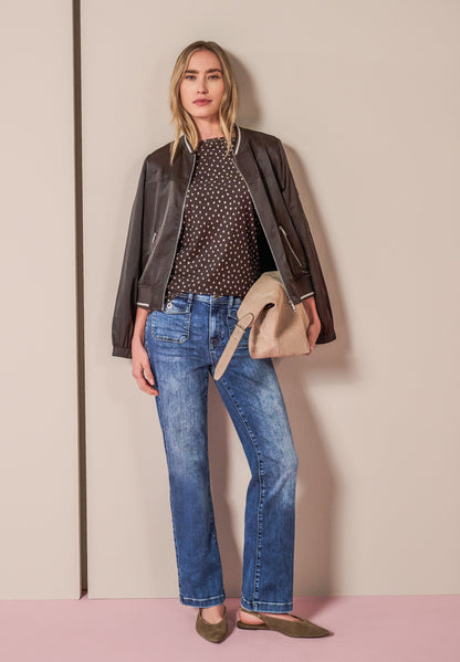 3/4-Arm Shirt mit Split Neck und Print