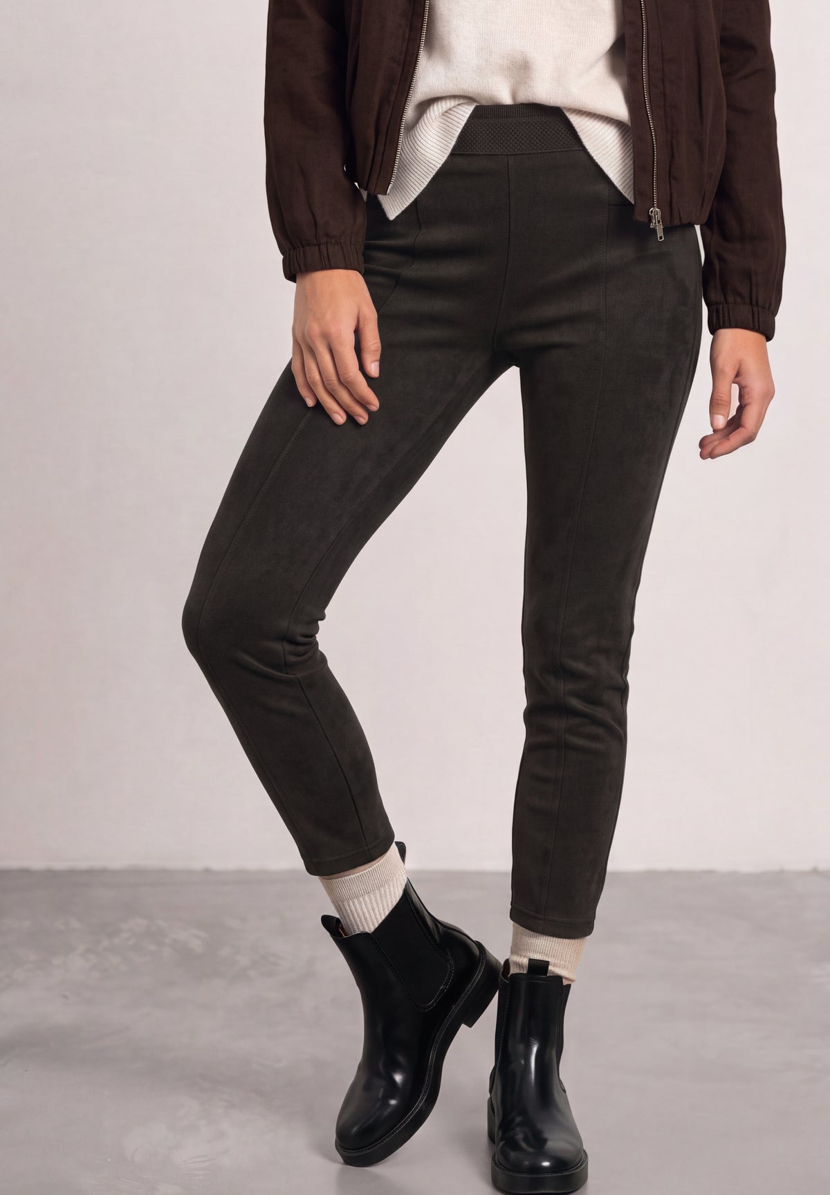 High Waist Skinny Leg Hose aus Velours