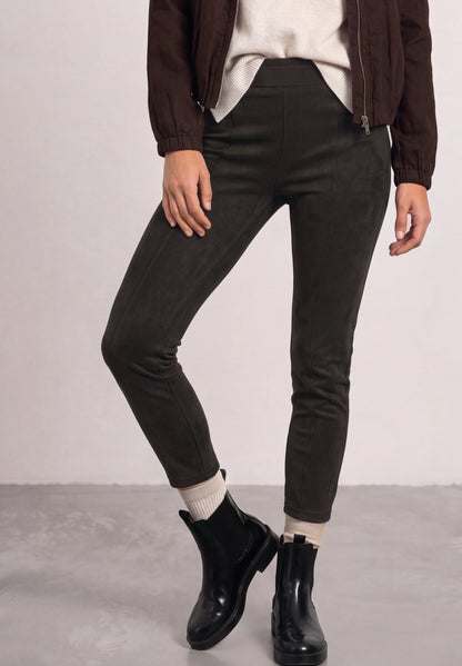 High Waist Skinny Leg Hose aus Velours