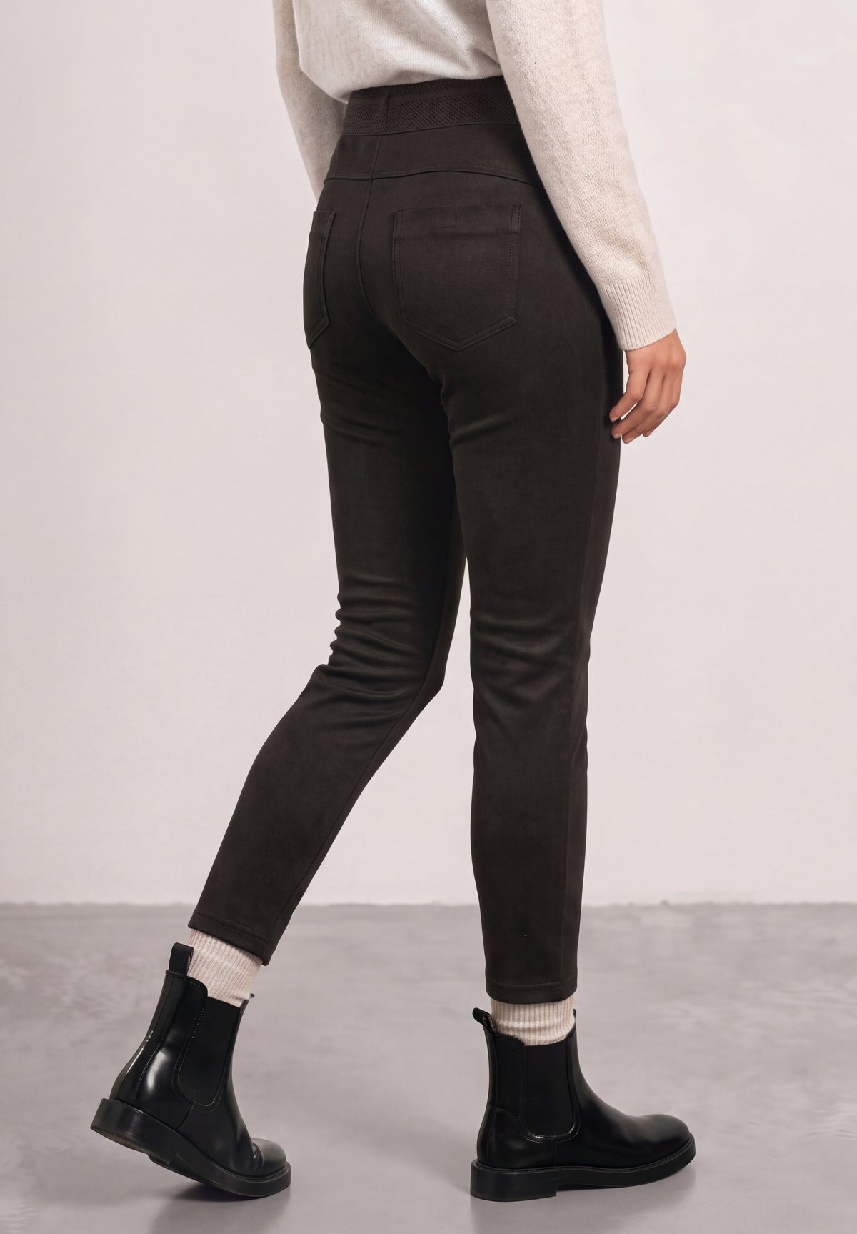 High Waist Skinny Leg Hose aus Velours