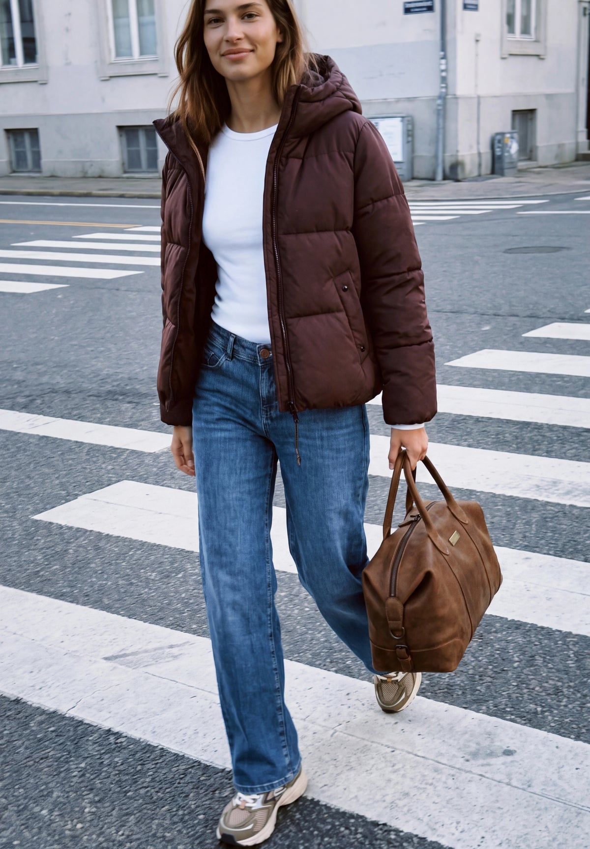 Kurze Puffer Jacke mit Kapuze