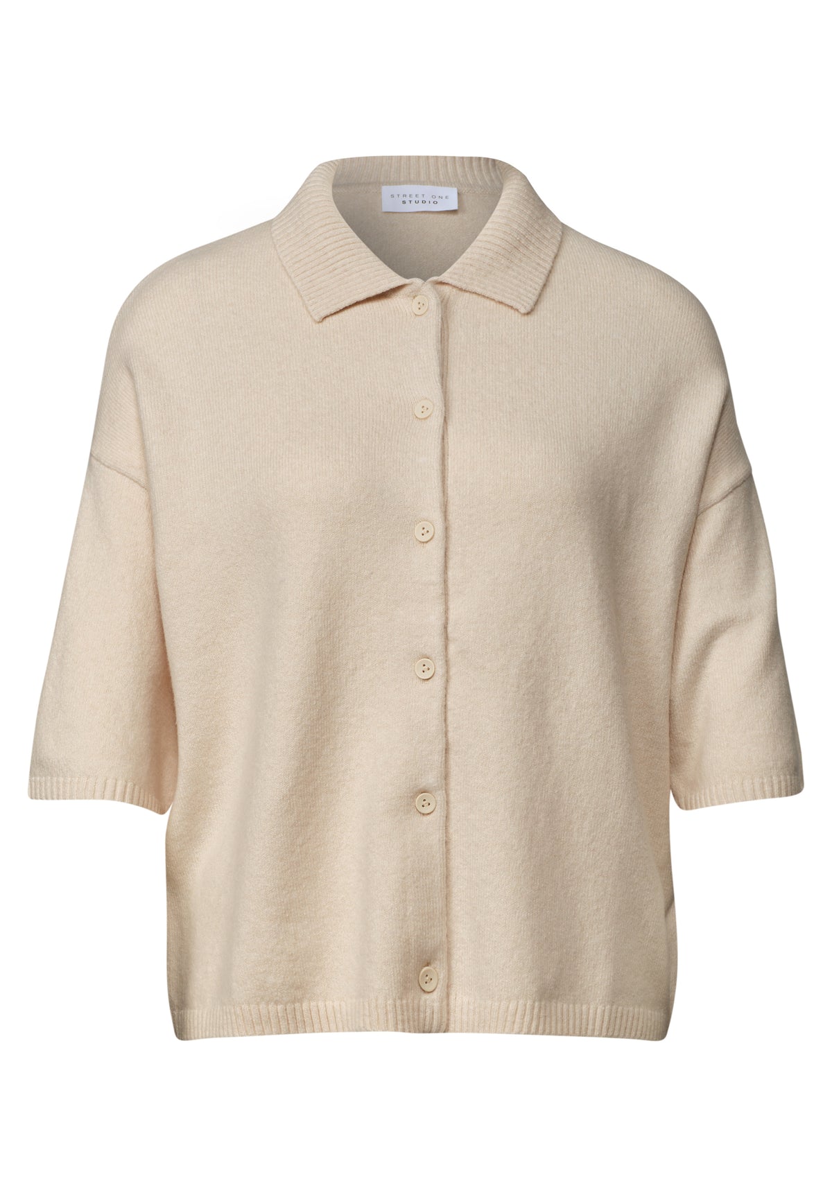 Kurzarm Cardigan mit Polokragen