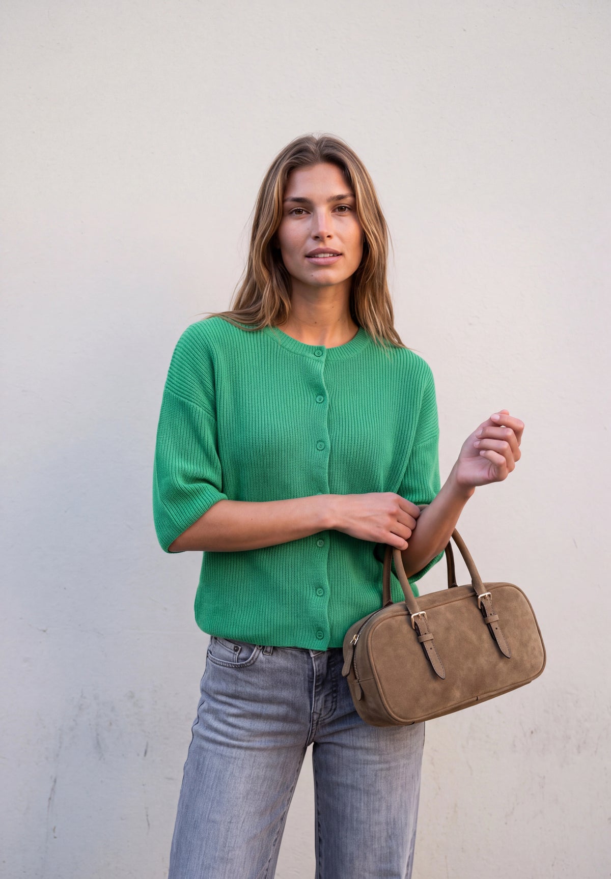 Kurzarm Cardigan mit Knopfleiste
