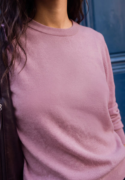 Pullover mit Rundhals in Unifarbe