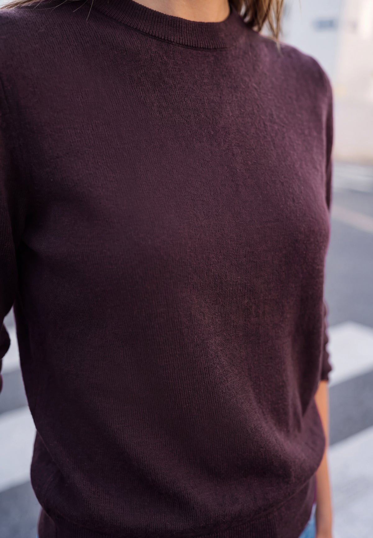 Pullover mit Rundhals in Unifarbe