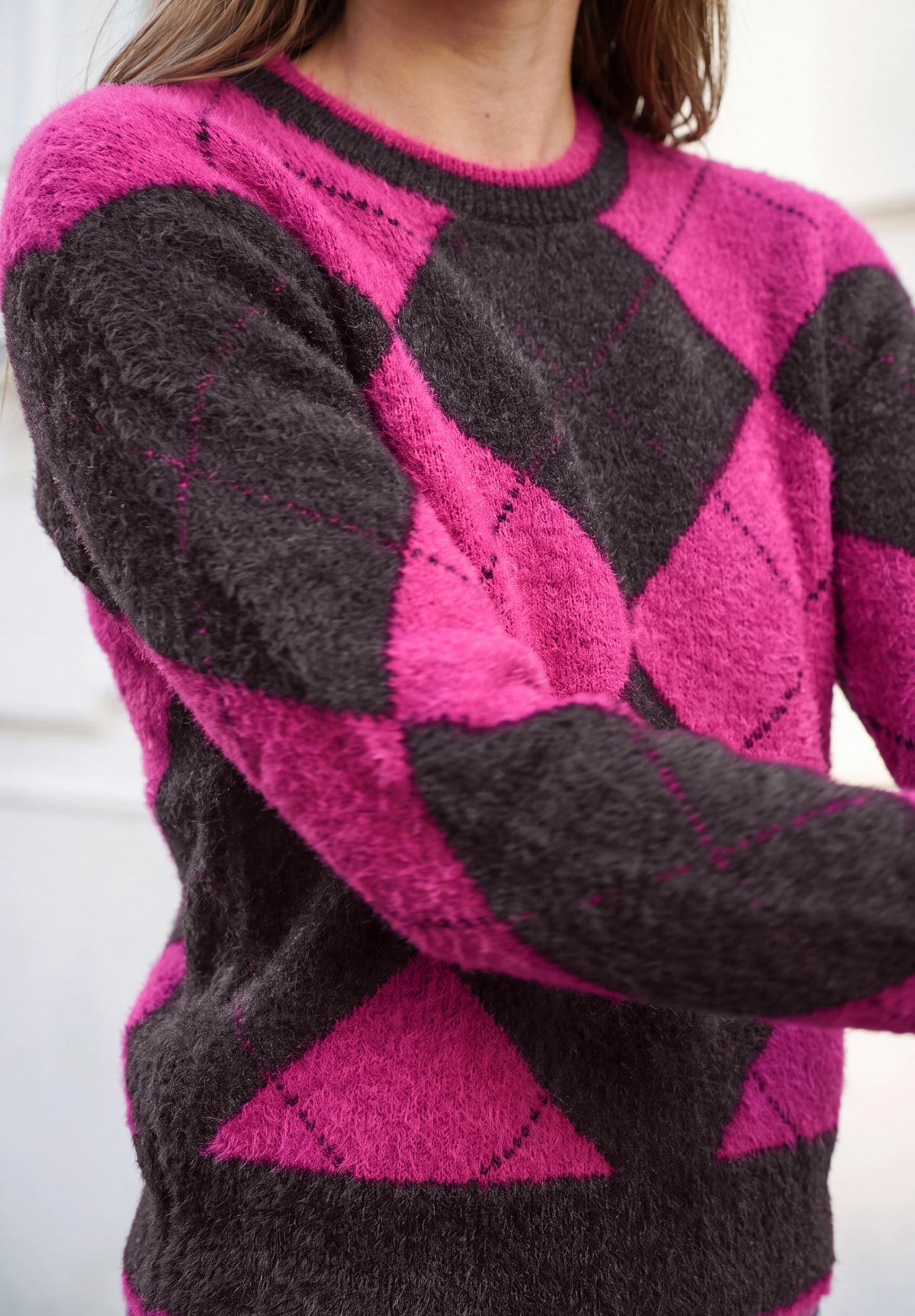 Pullover mit Rundhals und Argyle-Muster