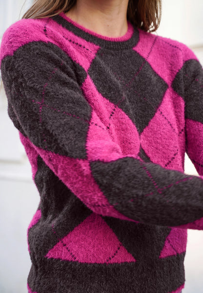Pullover mit Rundhals und Argyle-Muster