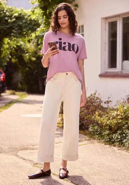 T-Shirt mit Rundhals und Wording