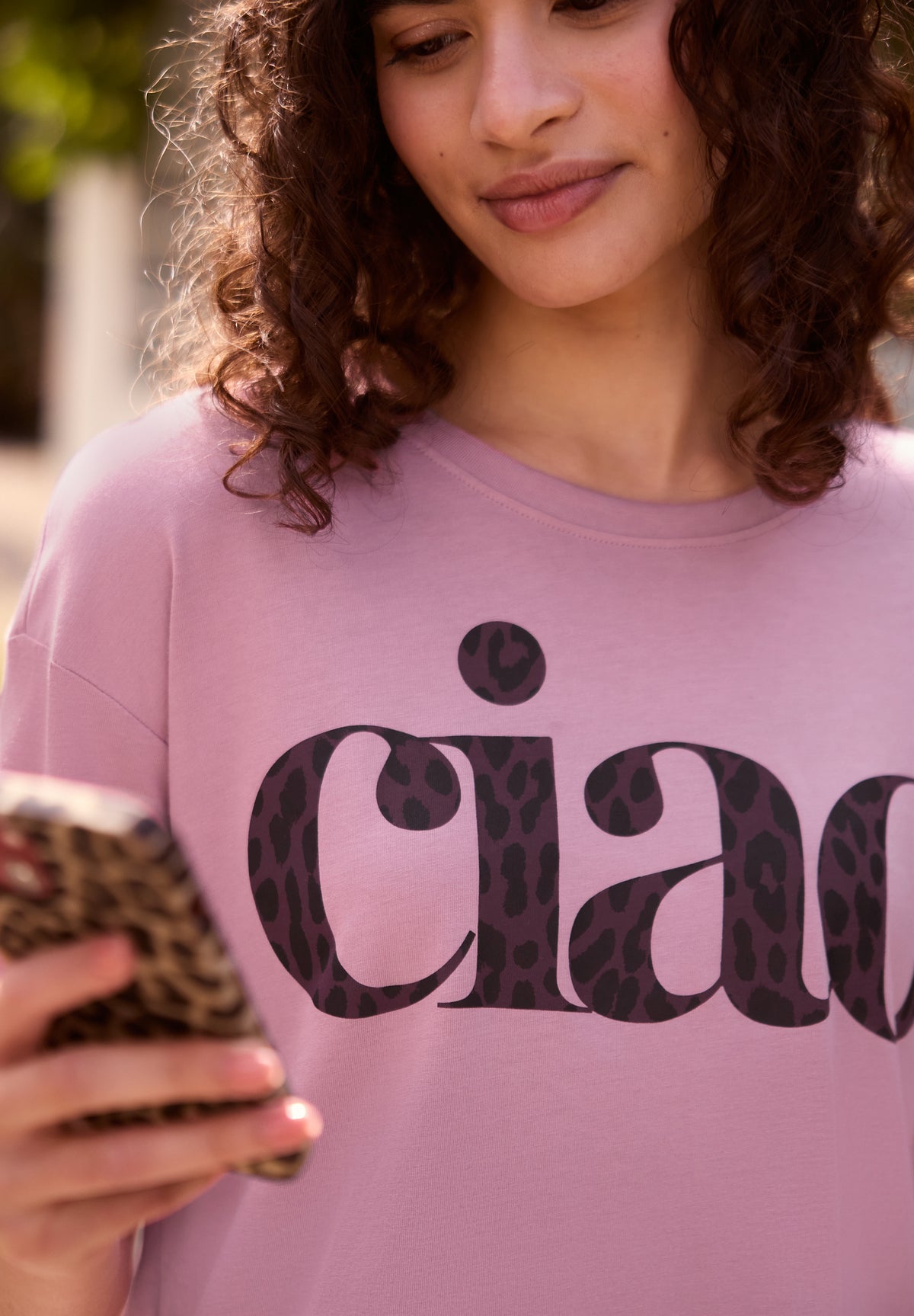 T-Shirt mit Rundhals und Wording