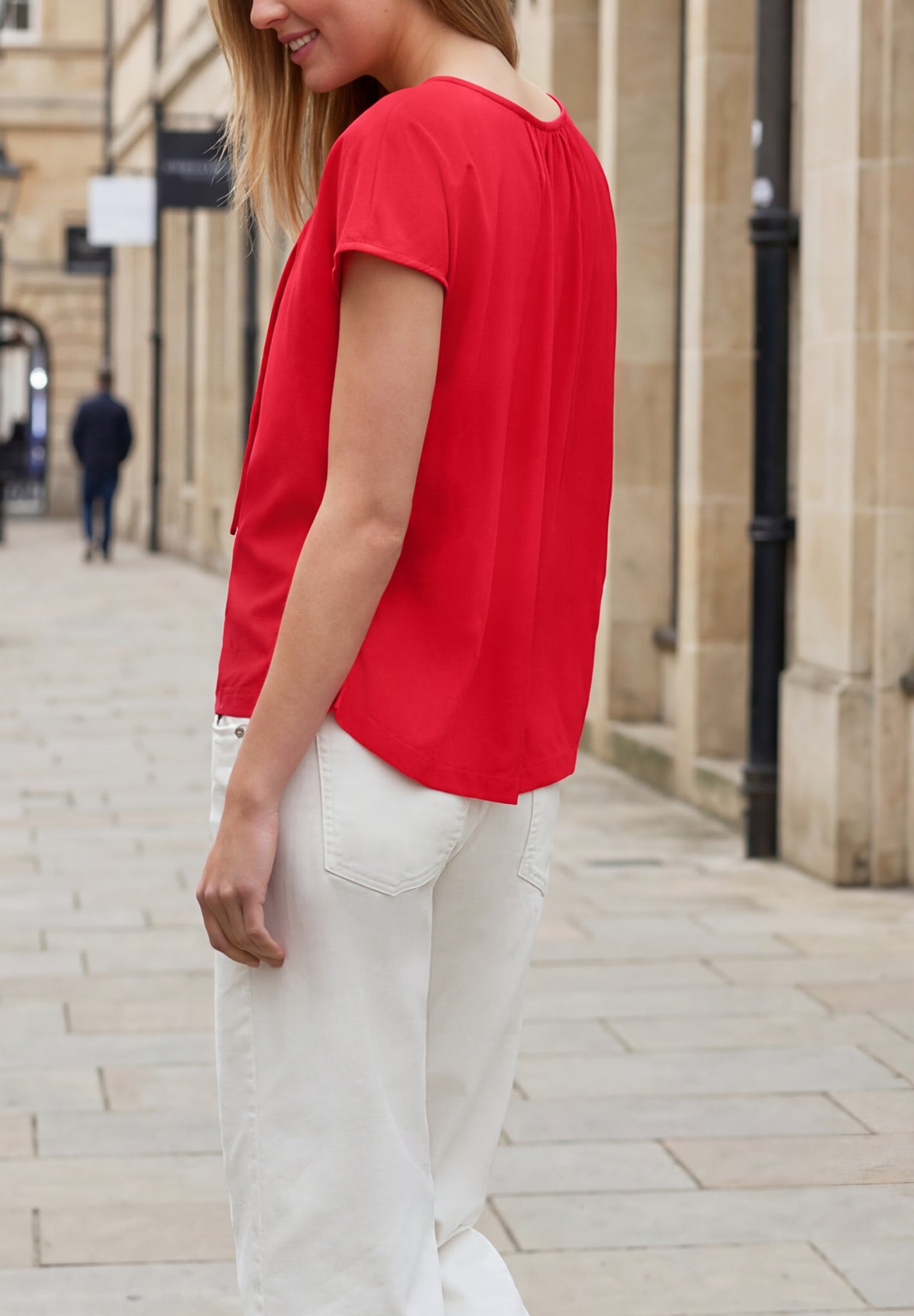 Dropped Shoulder Blusenshirt mit Bändern