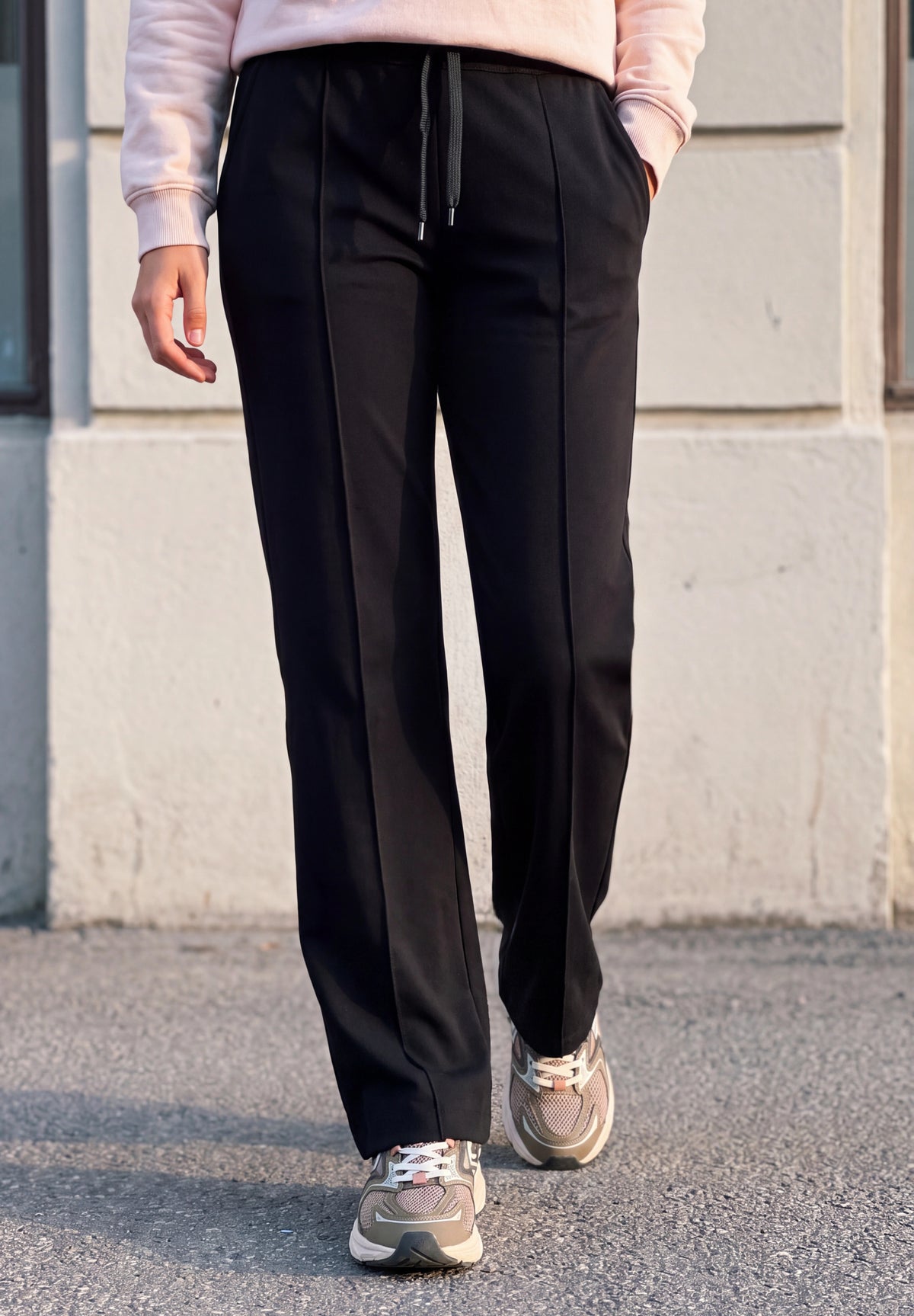 Mid Waist Wide Leg Hose im Casual Fit