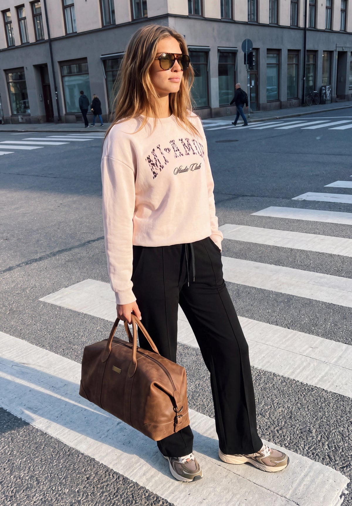 Mid Waist Wide Leg Hose im Casual Fit