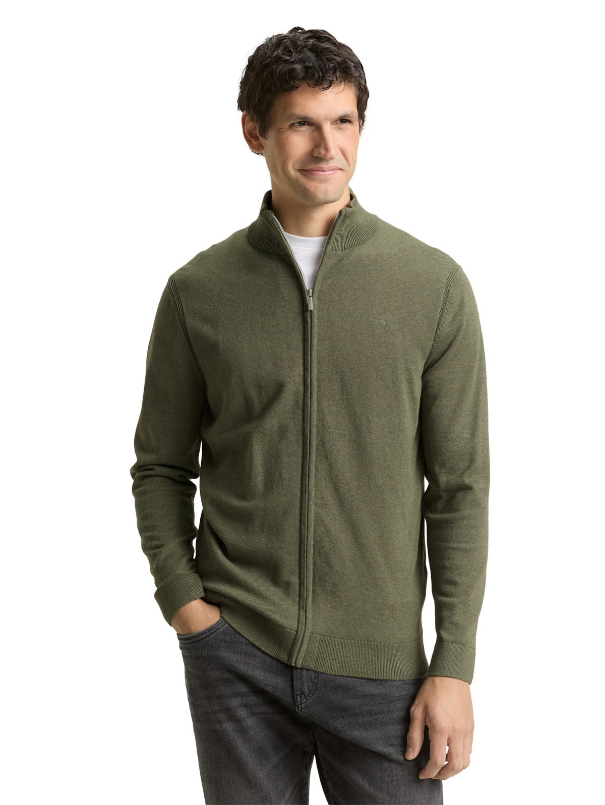 Strickjacke mit Stehkragen