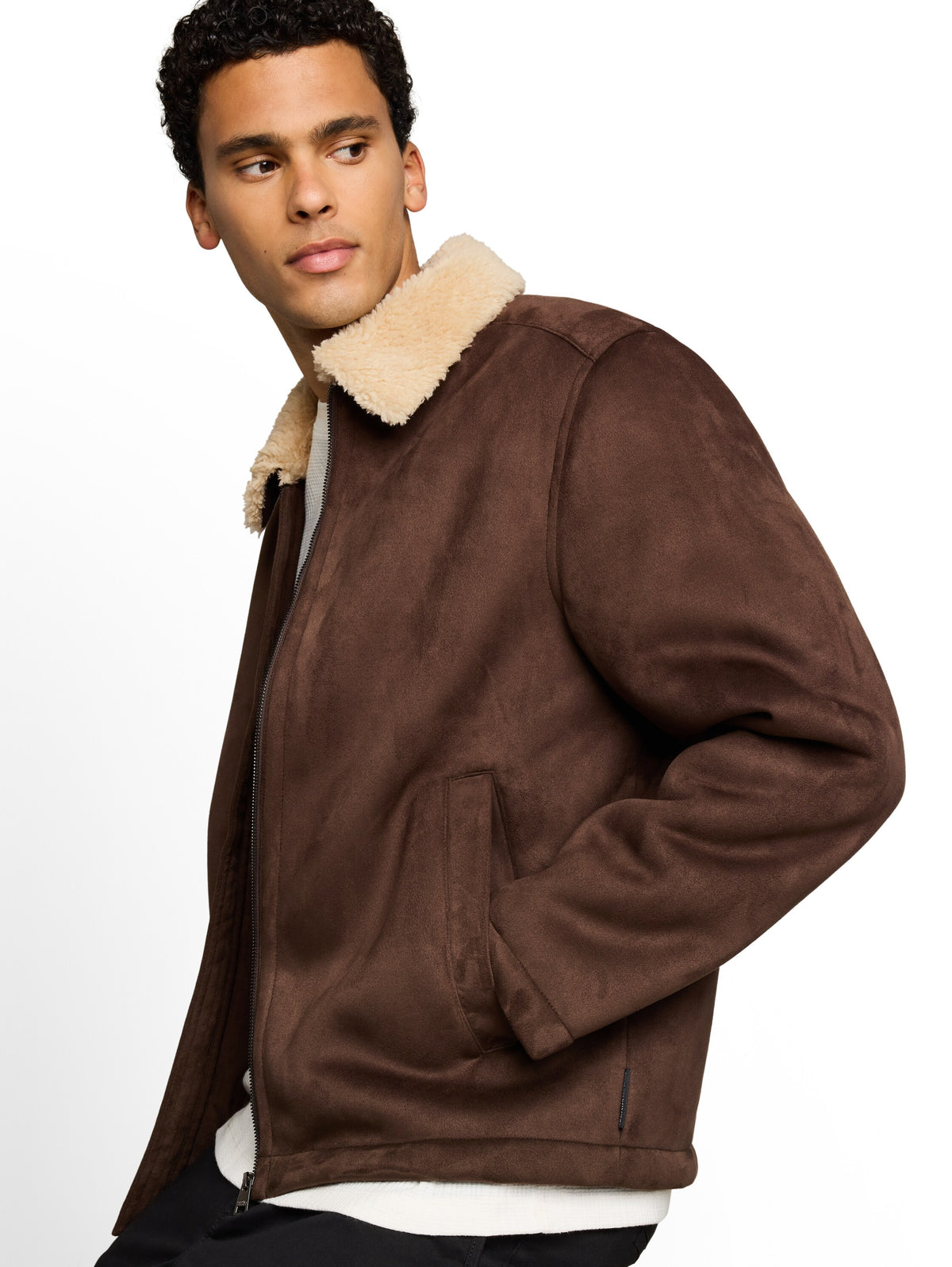 Relaxed Fit Jacke in Wildleder-Optik