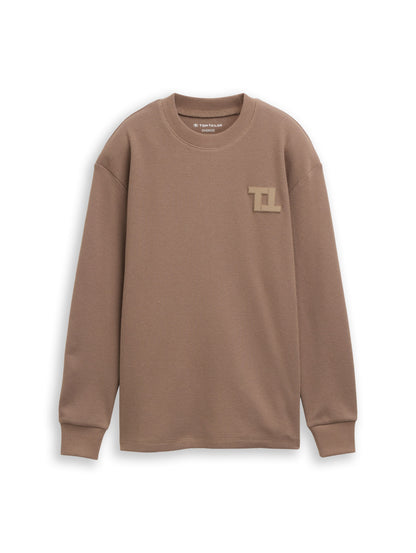 Oversize Langarmshirt mit Waffelstruktur