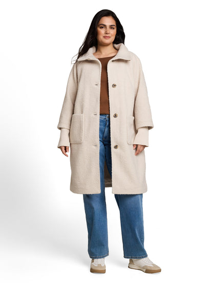 Plus Size - Bouclé Mantel im 2-in-1-Look