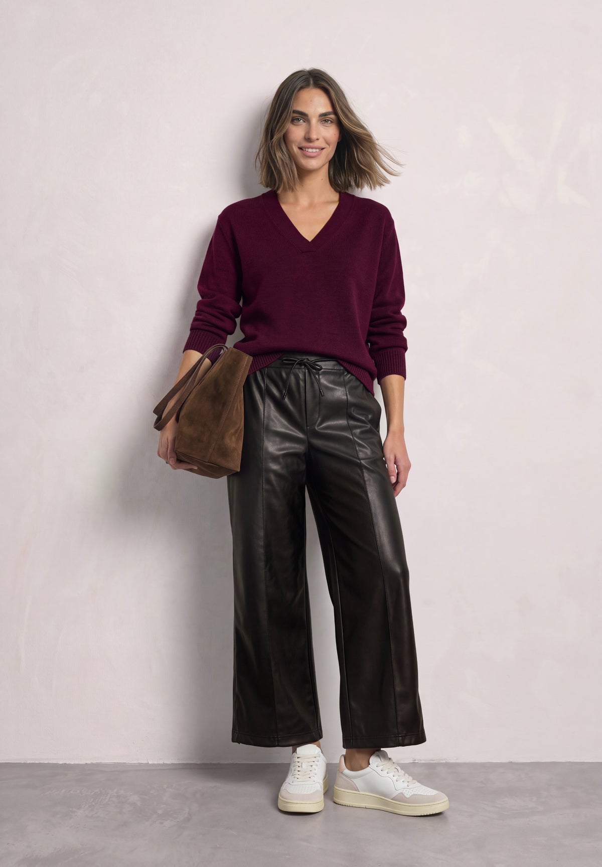 Straight Leg Hose in Leder-Optik