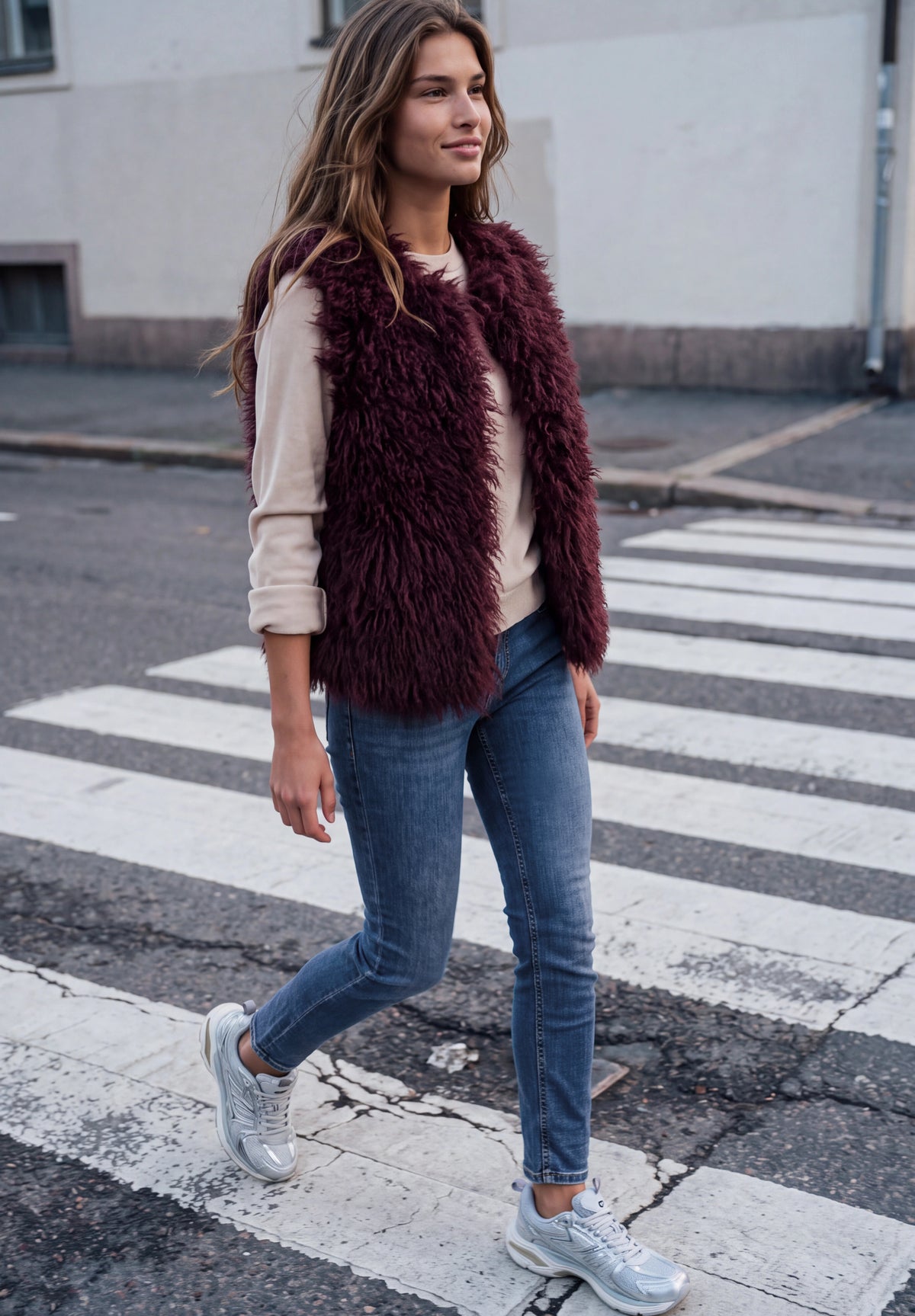 Mid Waist Slim Leg Jeans im Casual Fit