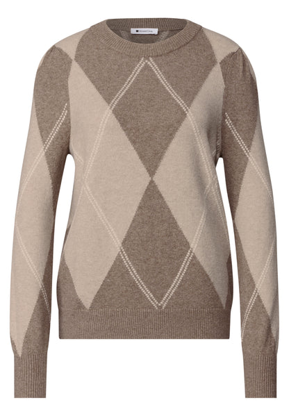 Langarm Pullover mit Argyle-Muster