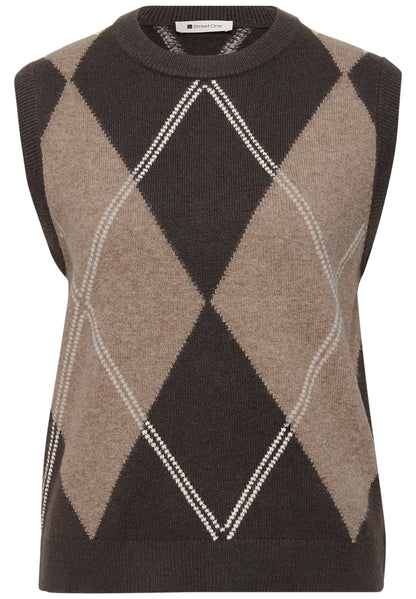 Pullunder mit Rundhals und Argyle-Muster