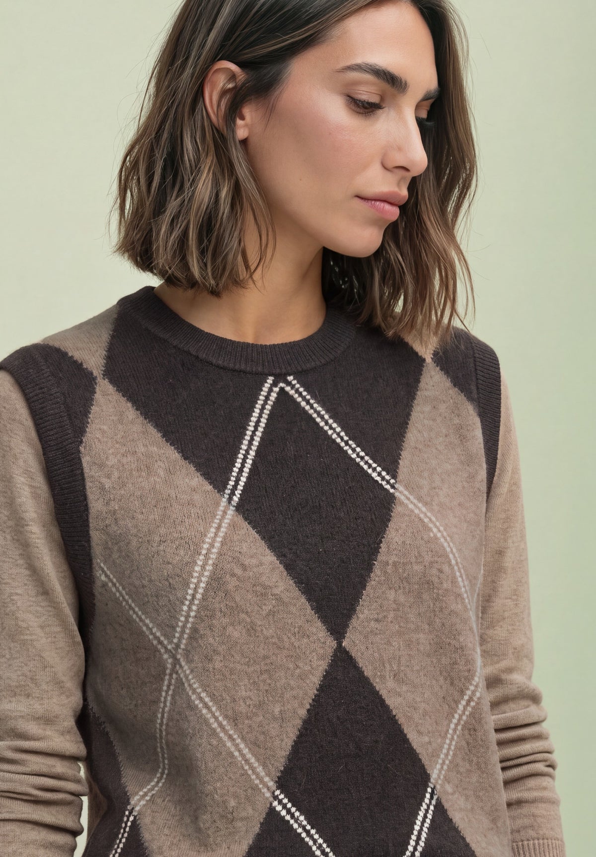 Pullunder mit Rundhals und Argyle-Muster