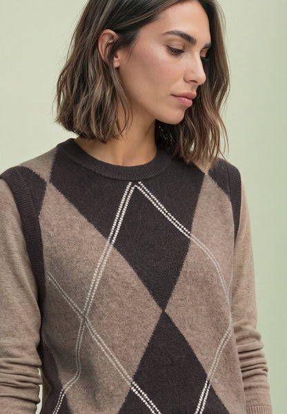 Pullunder mit Rundhals und Argyle-Muster