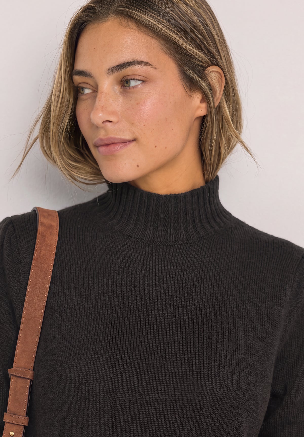 Knielanges Strickkleid mit Turtle Neck